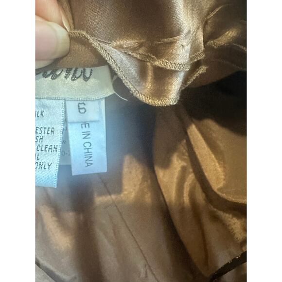 Women's Brown Silk Strapless A-Line Dress Size 6 Elegant Formal Gown Layered Hem - Picture 12 of 12